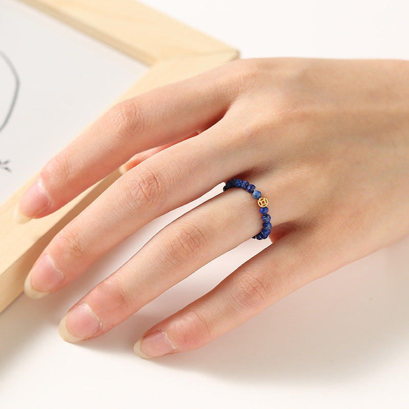 2mm Dainty Rainbow Tourmaline Ring for Women – Gem Stone Crystal with Pearl Stack able Lucky Ring For Girls Decoration