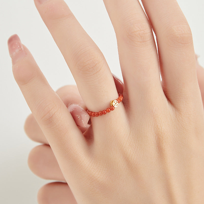 2mm Dainty Rainbow Tourmaline Ring for Women – Gem Stone Crystal with Pearl Stack able Lucky Ring For Girls Decoration