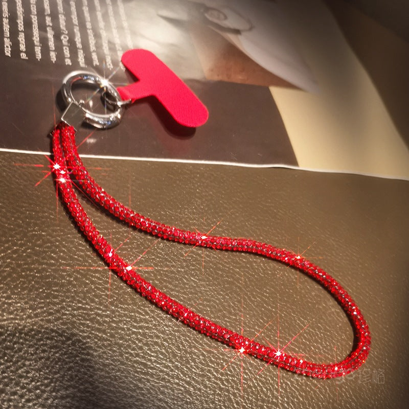 Mobile phone lanyard long neck short wrist rhinestone women's high-end luxury full diamond lanyard clip anti-loss