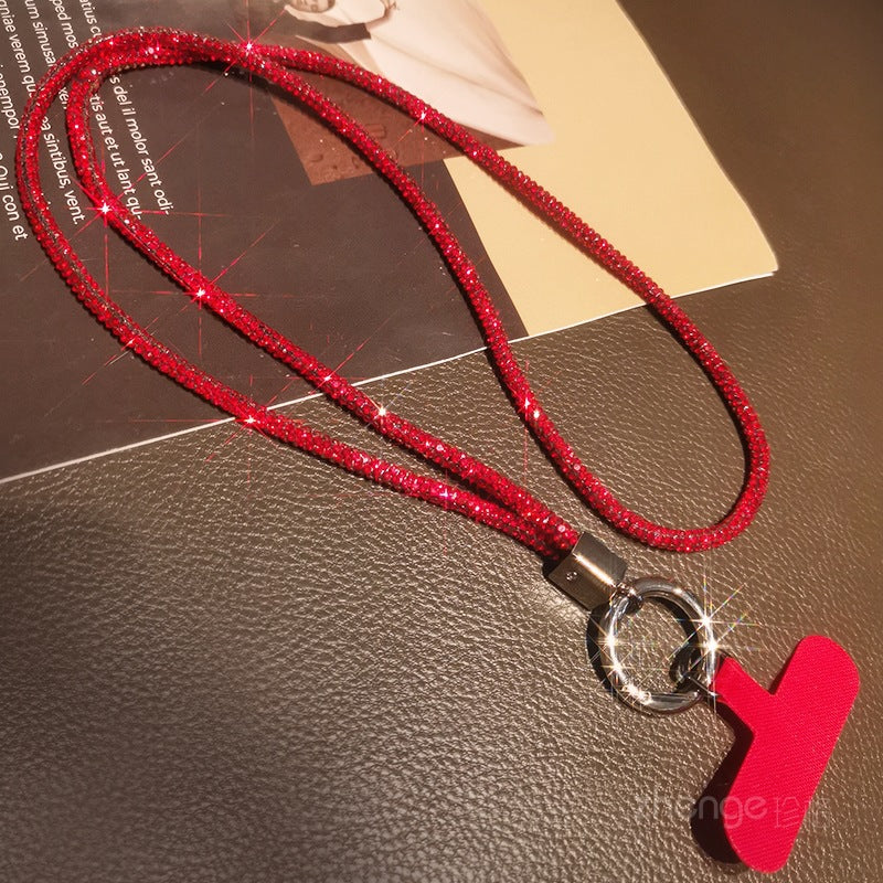 Mobile phone lanyard long neck short wrist rhinestone women's high-end luxury full diamond lanyard clip anti-loss