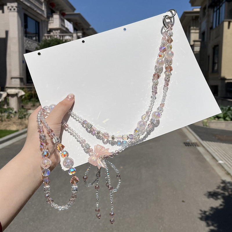 Girls DIY Rainbow Crystal Crossbody Phone Chain – Beaded Phone Strap Lanyard | Handmade Bag & Phone Accessory