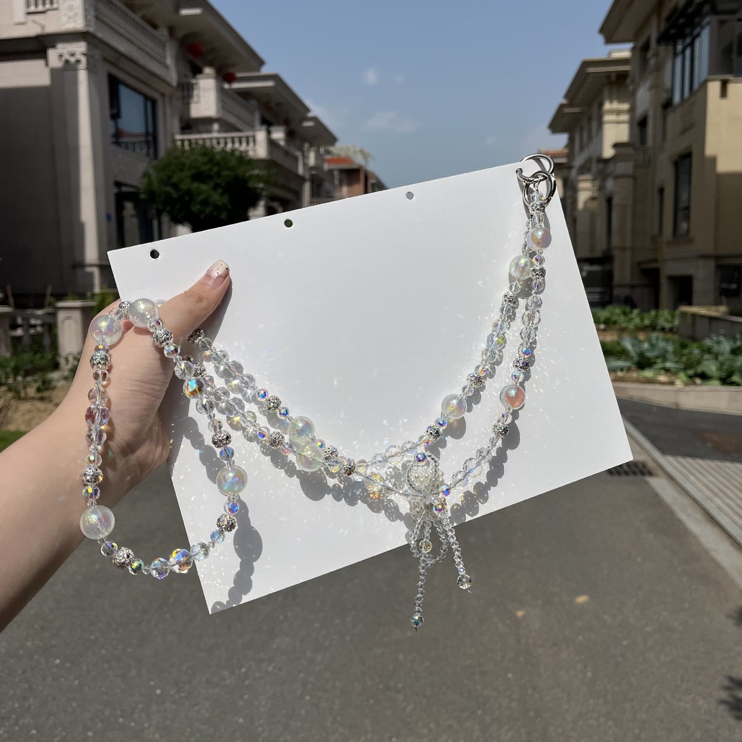 Girls DIY Rainbow Crystal Crossbody Phone Chain – Beaded Phone Strap Lanyard | Handmade Bag & Phone Accessory