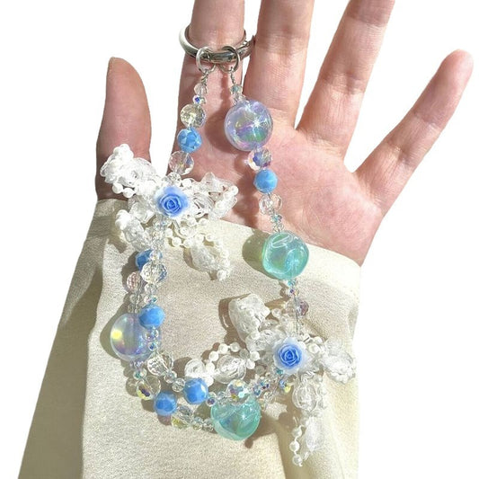 Gradient Crystal Beaded Phone Wrist Strap – Original Design Anti-Drop Hand Chain for Girls