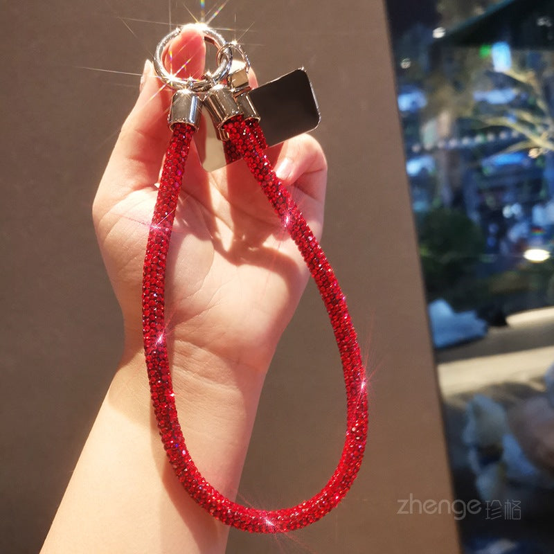 Mobile phone lanyard long neck short wrist rhinestone women's high-end luxury full diamond lanyard clip anti-loss