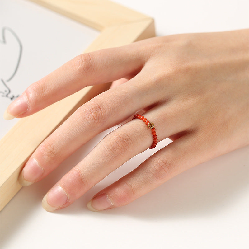 2mm Dainty Rainbow Tourmaline Ring for Women – Gem Stone Crystal with Pearl Stack able Lucky Ring For Girls Decoration