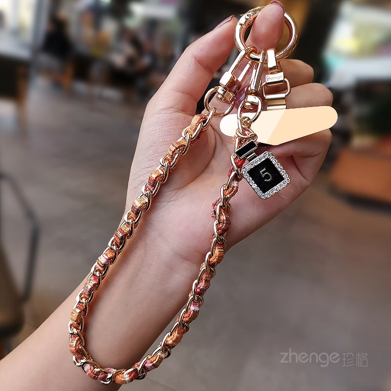 legant Chanel-inspired camellia phone strap with metal chain and charm/Long Crossbody Phone Strap / Lanyard for iPhone and Android Phone