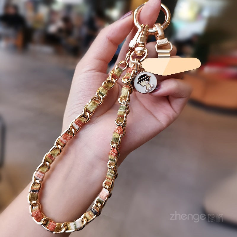 legant Chanel-inspired camellia phone strap with metal chain and charm/Long Crossbody Phone Strap / Lanyard for iPhone and Android Phone