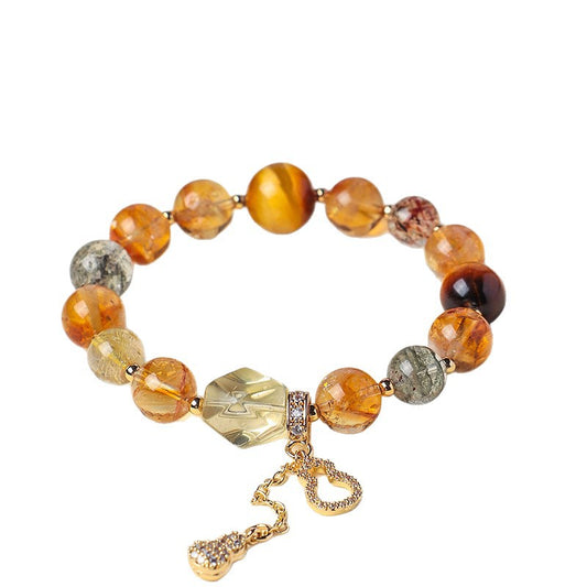 Natural Black Golden Super Seven Crystal Bracelet – Women’s High-End Multi-Gemstone Beaded Jewelry with Rutile Quartz & Amethyst