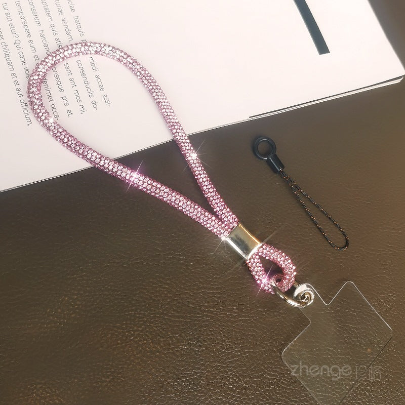 Mobile phone lanyard long neck short wrist rhinestone women's high-end luxury full diamond lanyard clip anti-loss