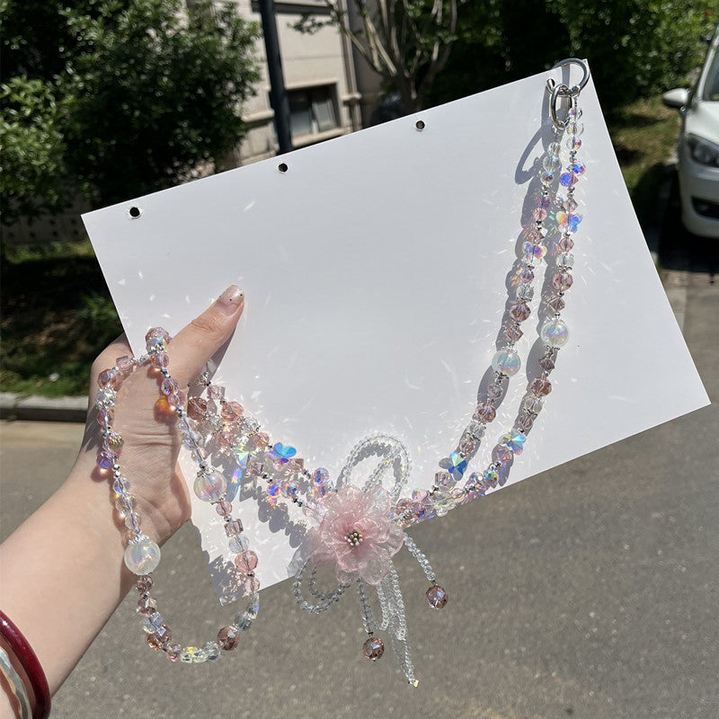 Girls DIY Rainbow Crystal Crossbody Phone Chain – Beaded Phone Strap Lanyard | Handmade Bag & Phone Accessory