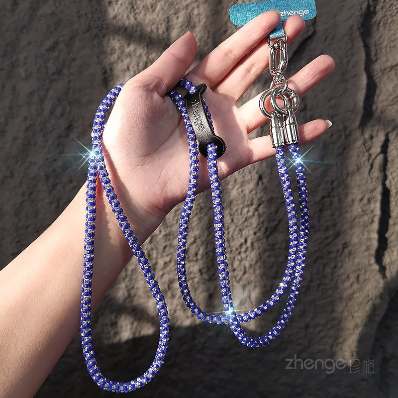 Crossbody flash diamond mobile phone lanyard ins female Xiaoxiangfeng outdoor long travel advanced sense mobile phone chain bag lanyard