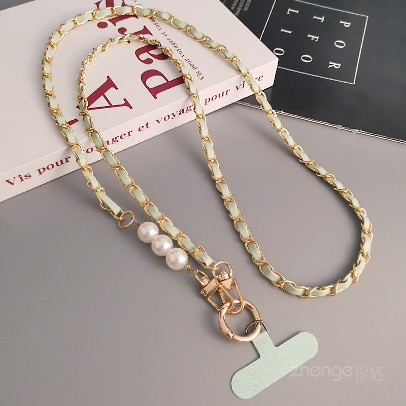 Hands-free with our pearl and metal crossbody phone strap,long chains FOR Bags Phones Perfect for travel, events, and daily wear