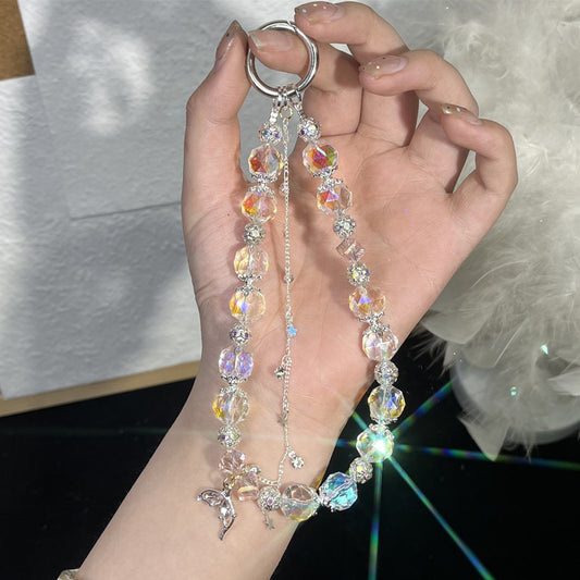 Sparkling DIY Crystal Beaded Phone Chain Kit – Custom Wrist Strap, Charm Cord & Jewelry Making Material Anti- lost for Lady