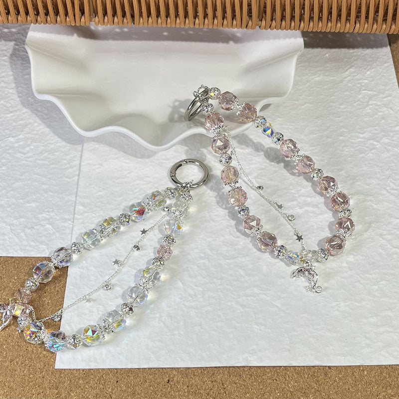 Sparkling DIY Crystal Beaded Phone Chain Kit – Custom Wrist Strap, Charm Cord & Jewelry Making Material Anti- lost for Lady