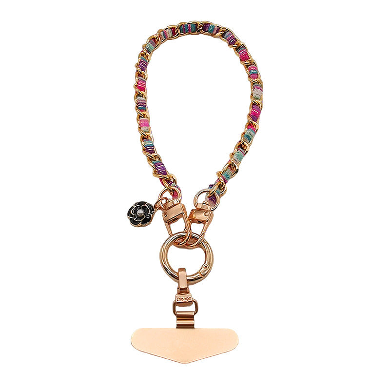 legant Chanel-inspired camellia phone strap with metal chain and charm/Long Crossbody Phone Strap / Lanyard for iPhone and Android Phone