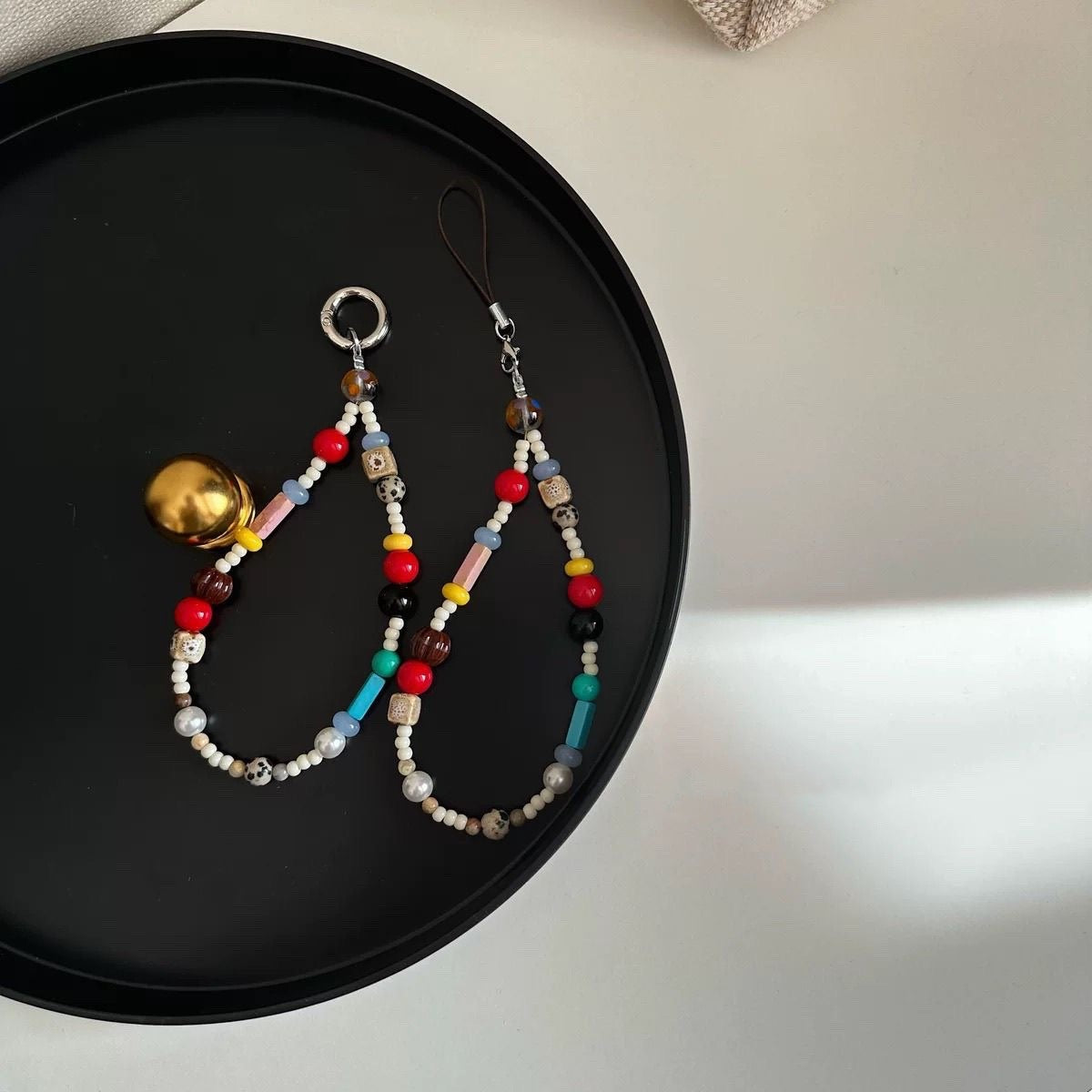 INS niche color stone DIY bracelet beads mobile phone case lanyard CCD camera pendant bag pendant decoration