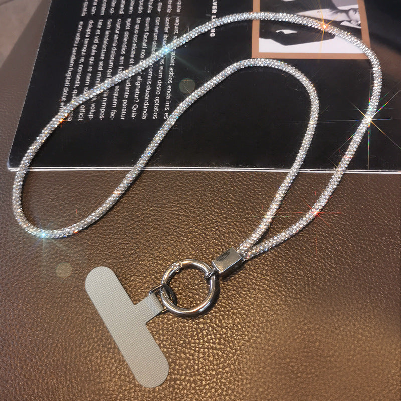 Mobile phone lanyard long neck short wrist rhinestone women's high-end luxury full diamond lanyard clip anti-loss