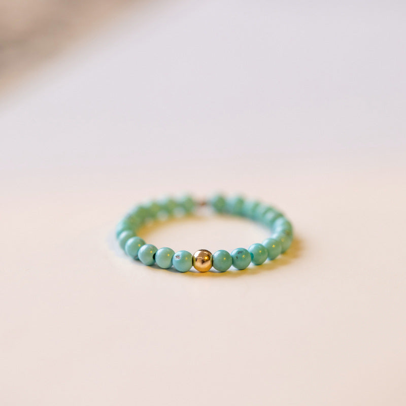 2mm Tiny Turquoise Ring for Women – Dainty 14K Gold Minimalist Band, Vintage Green Stone Ring