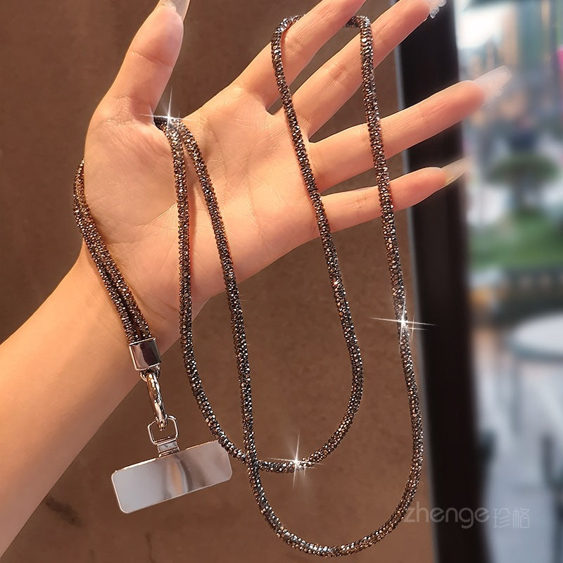 Mobile phone lanyard long neck short wrist rhinestone women's high-end luxury full diamond lanyard clip anti-loss