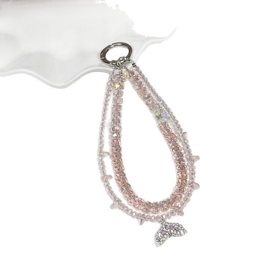Designer Mermaid Crystal Phone Charm – Elegant Beaded Chain with Zircon Pendant for Wrist or Bag or Camera Accessory