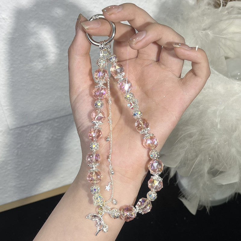 Sparkling DIY Crystal Beaded Phone Chain Kit – Custom Wrist Strap, Charm Cord & Jewelry Making Material Anti- lost for Lady