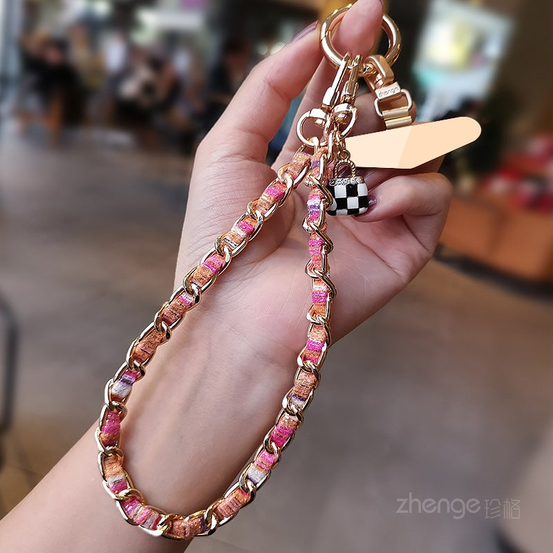 legant Chanel-inspired camellia phone strap with metal chain and charm/Long Crossbody Phone Strap / Lanyard for iPhone and Android Phone