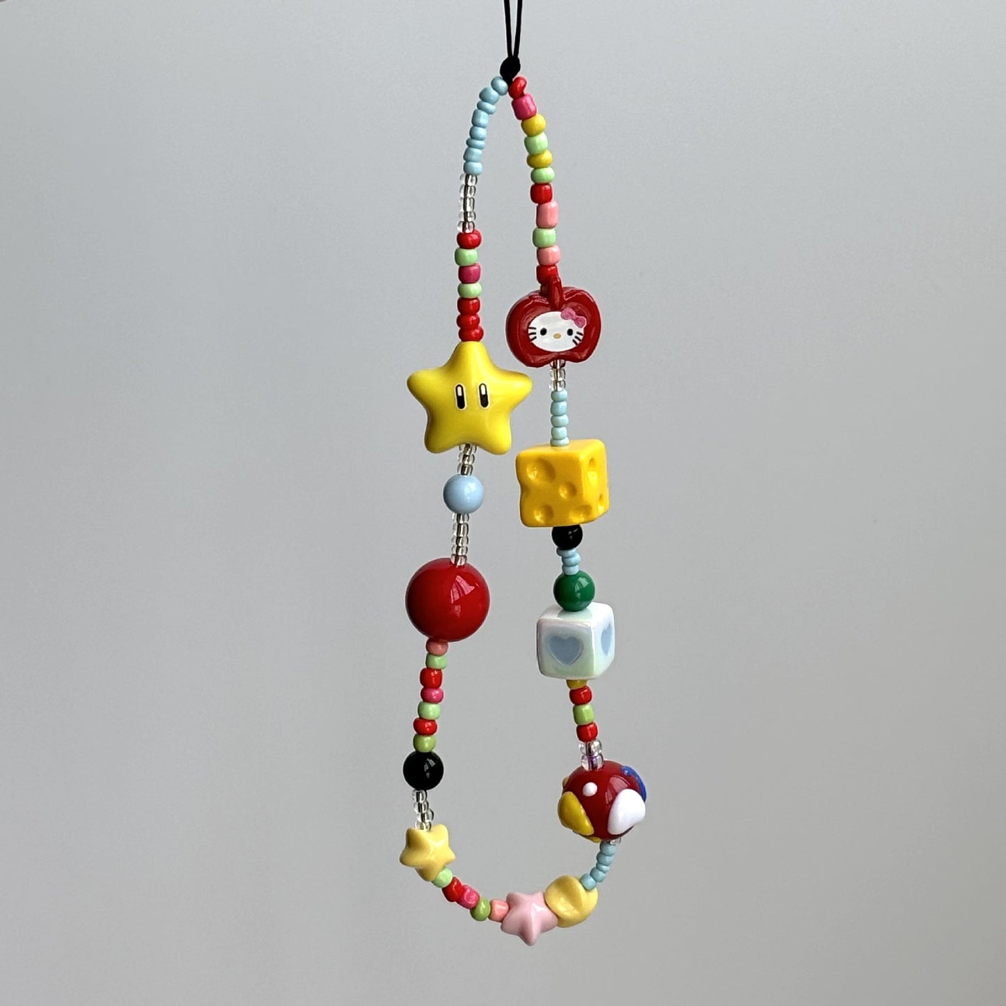 Cheese Kitty Star Beaded Phone Chain – Cute INS-Style Wrist Strap for Phones & CCD Cameras
