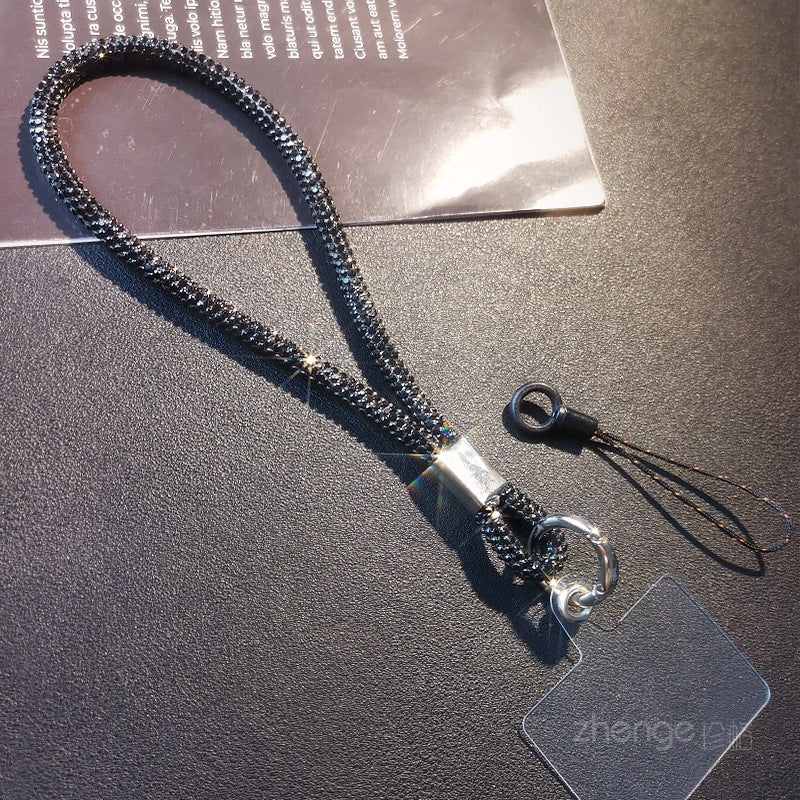 Mobile phone lanyard long neck short wrist rhinestone women's high-end luxury full diamond lanyard clip anti-loss