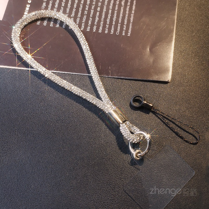 Mobile phone lanyard long neck short wrist rhinestone women's high-end luxury full diamond lanyard clip anti-loss