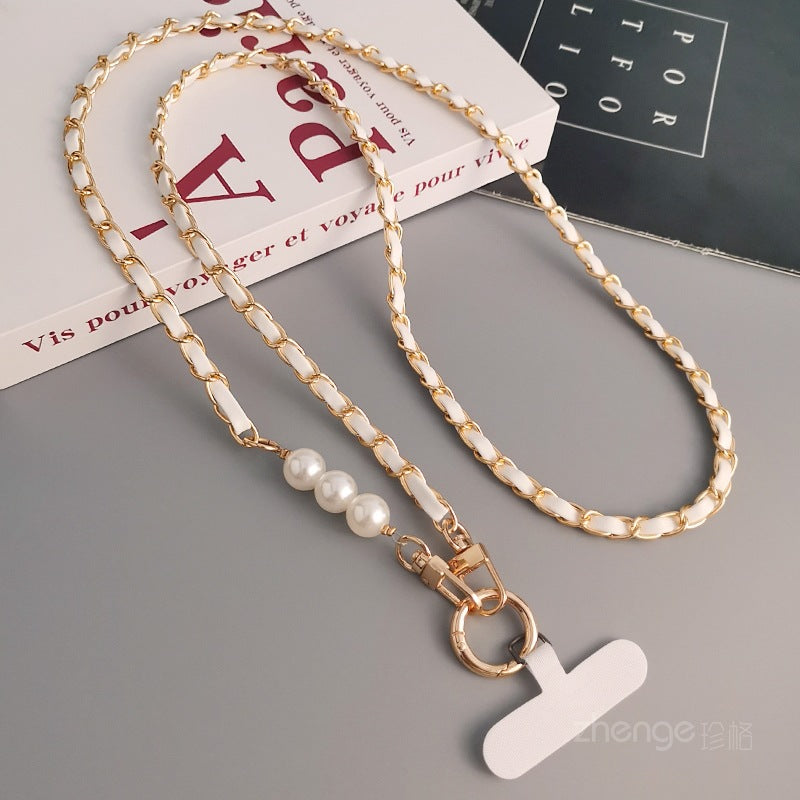 Hands-free with our pearl and metal crossbody phone strap,long chains FOR Bags Phones Perfect for travel, events, and daily wear