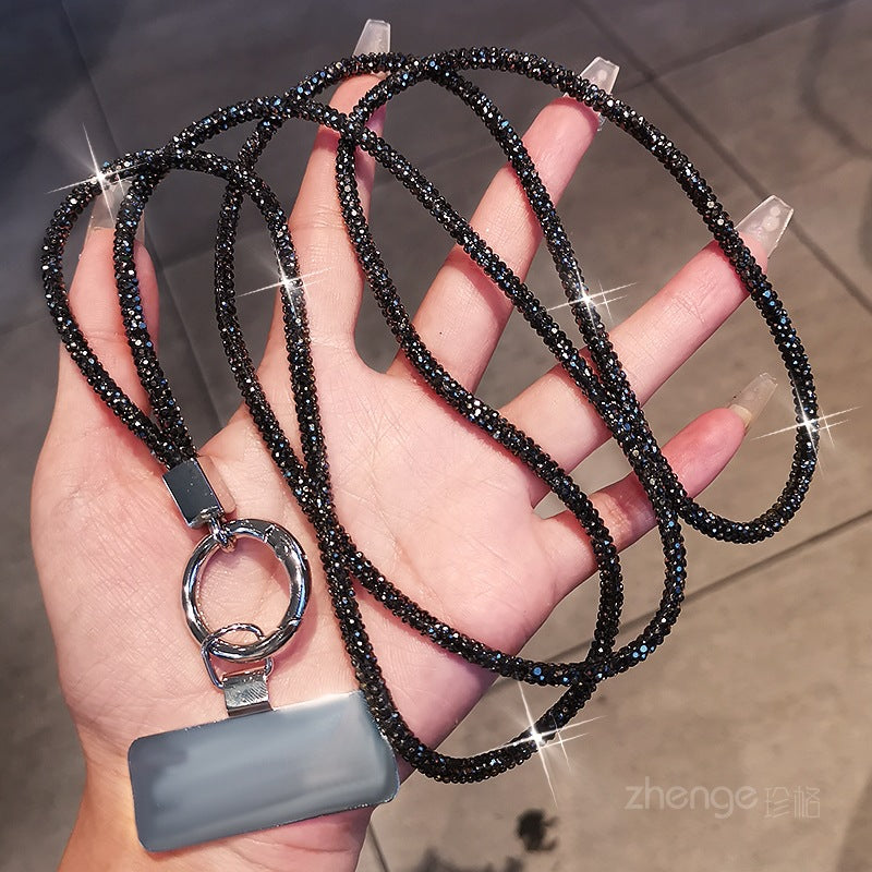 Mobile phone lanyard long neck short wrist rhinestone women's high-end luxury full diamond lanyard clip anti-loss