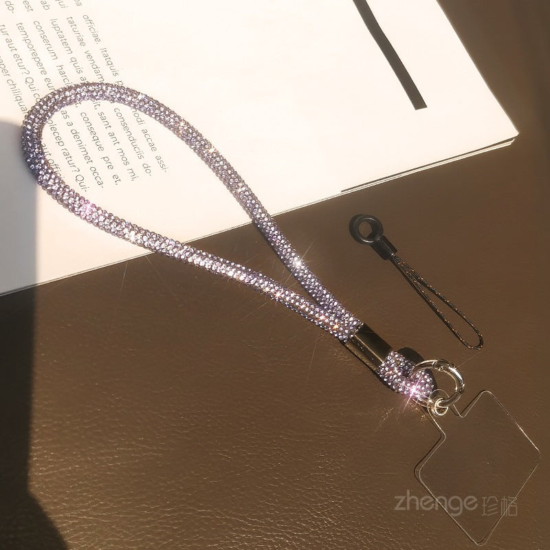 Mobile phone lanyard long neck short wrist rhinestone women's high-end luxury full diamond lanyard clip anti-loss