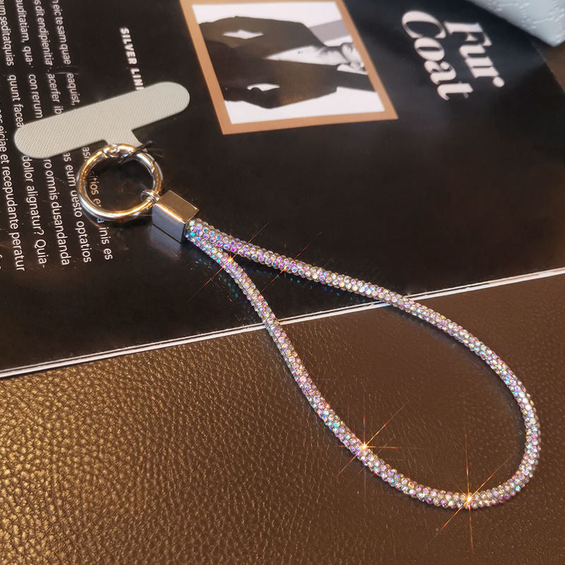 Mobile phone lanyard long neck short wrist rhinestone women's high-end luxury full diamond lanyard clip anti-loss