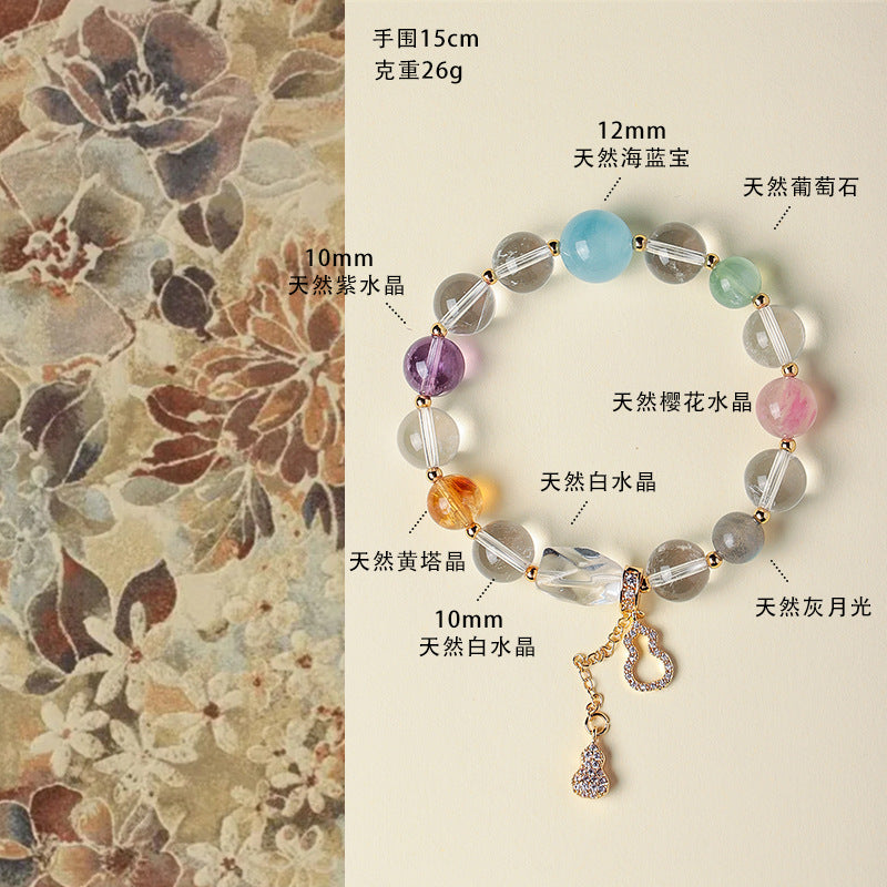 Natural Black Golden Super Seven Crystal Bracelet – Women’s High-End Multi-Gemstone Beaded Jewelry with Rutile Quartz & Amethyst