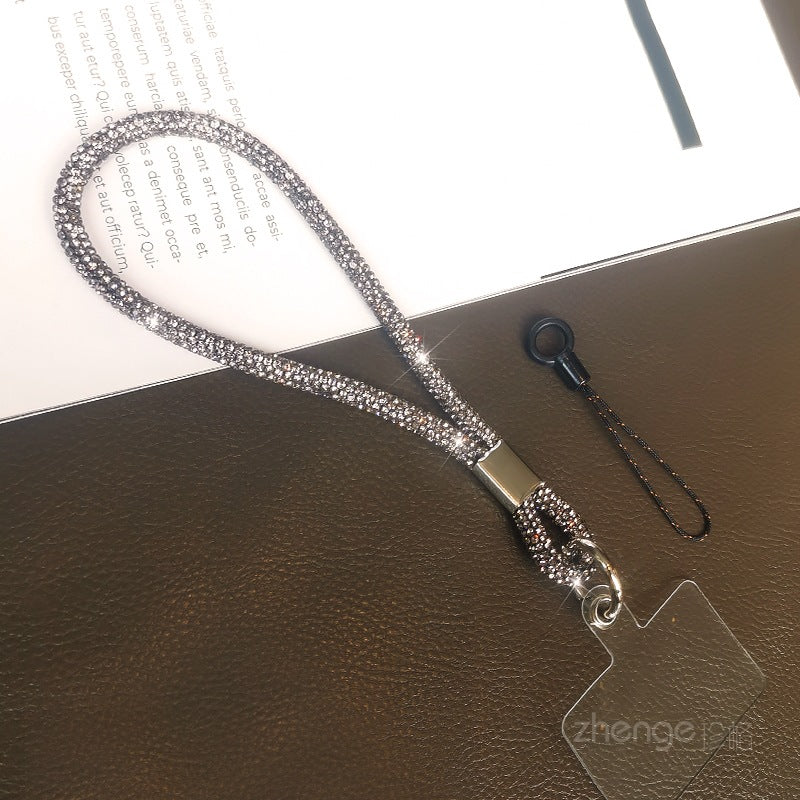 Mobile phone lanyard long neck short wrist rhinestone women's high-end luxury full diamond lanyard clip anti-loss
