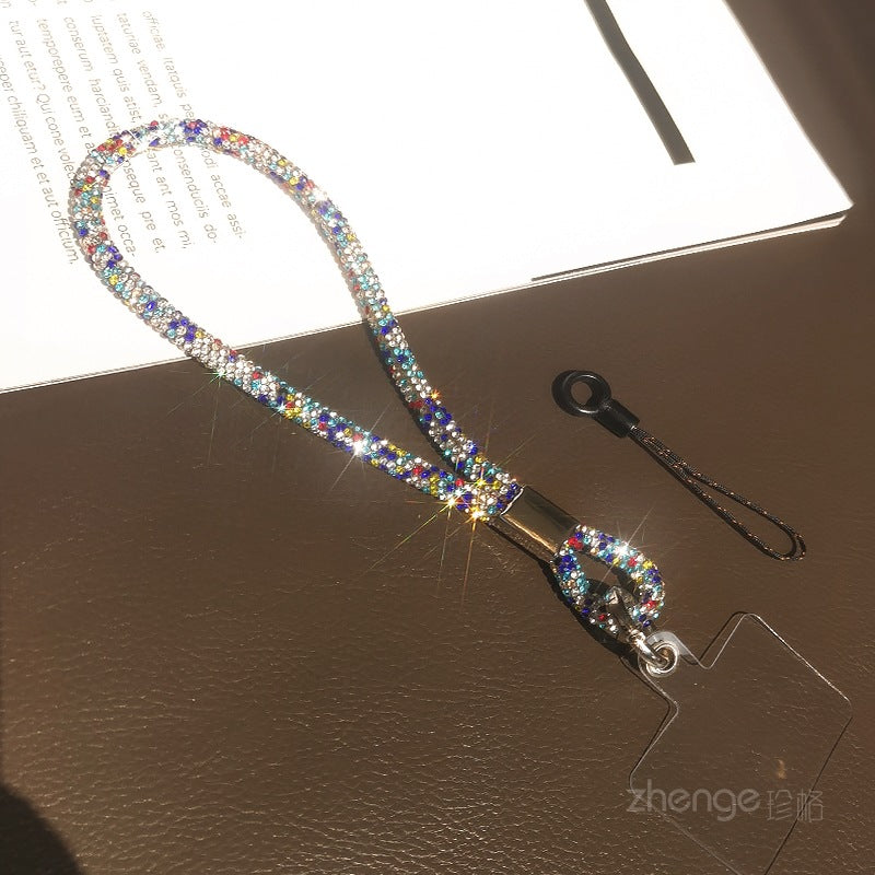 Mobile phone lanyard long neck short wrist rhinestone women's high-end luxury full diamond lanyard clip anti-loss