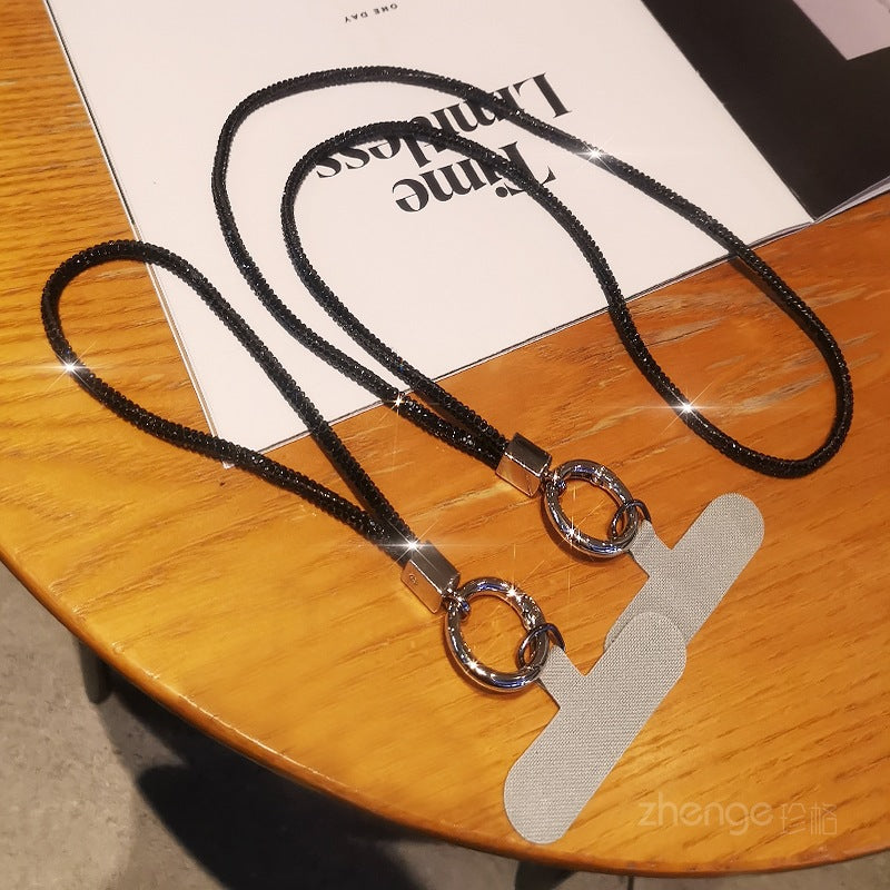 Mobile phone lanyard long neck short wrist rhinestone women's high-end luxury full diamond lanyard clip anti-loss