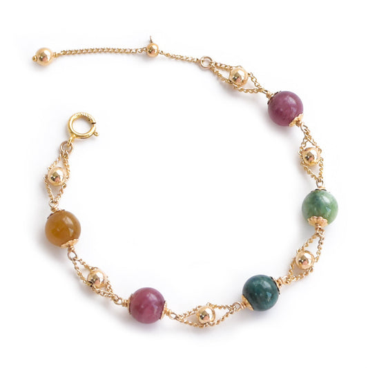 Natural Rainbow Tourmaline Bracelet for Women – Dainty Korean-Style Beaded Crystal Jewelry | Minimalist INS-Inspired Design
