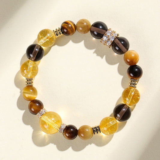 12MM Natural Yellow Tower Crystal String Beads Bracelet Female Citric & Tiger Eye Bracelet GIFT – Viral Trend | Wholesale Crystal Healing Jewelry