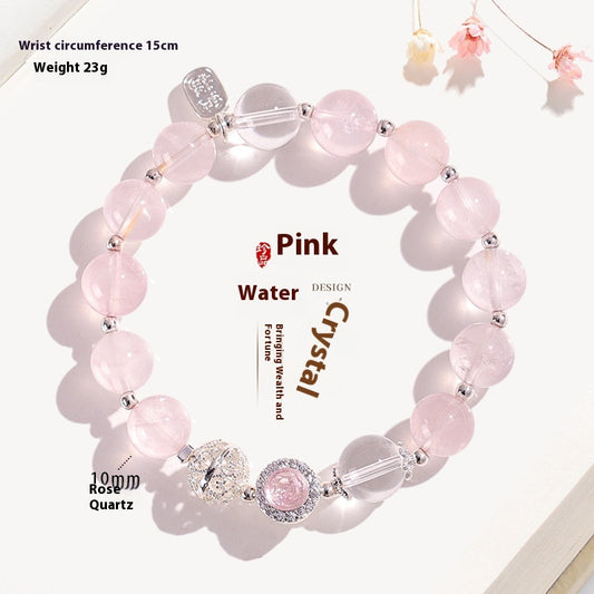 10mm Natural Rose Quartz stone of love Beaded Bracelets for Women – Cute INS Style Crystal Jewelry for Girls, Students & Best Friends