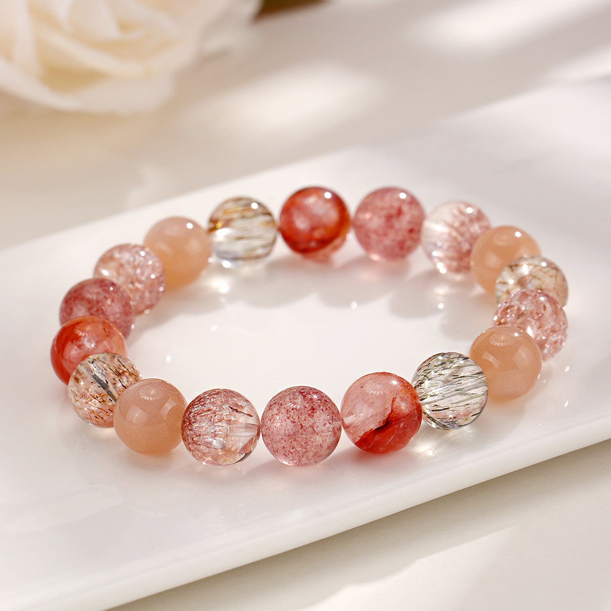 New Chinese Firework  Crystal Pattern Multi-Treasure Beaded Bracelet Female Red Sealant Flower Hand String Ornament