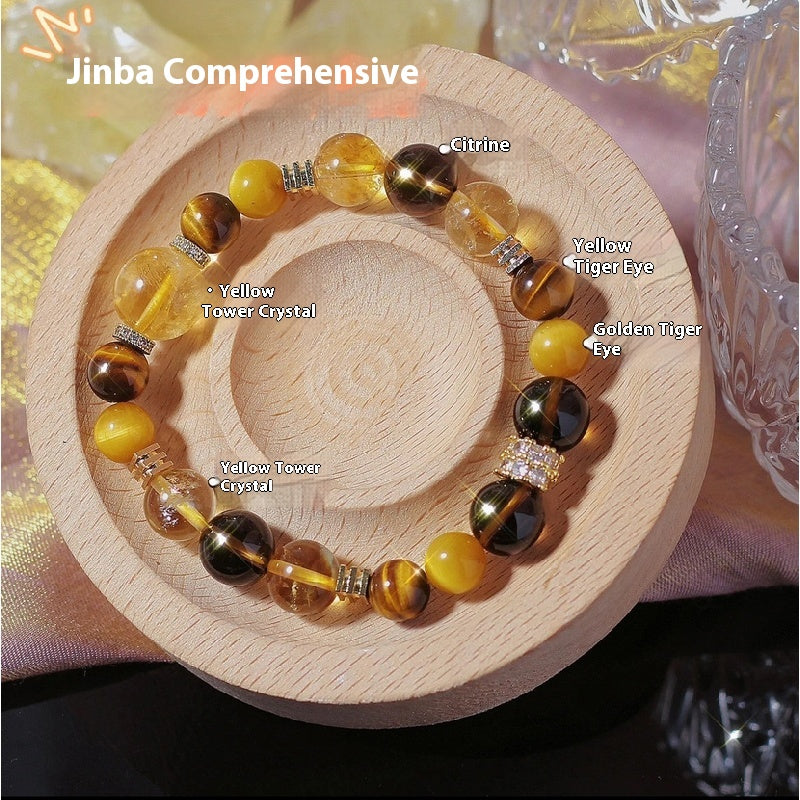 12MM Natural Yellow Tower Crystal String Beads Bracelet Female Citric & Tiger Eye Bracelet GIFT – Viral Trend | Wholesale Crystal Healing Jewelry