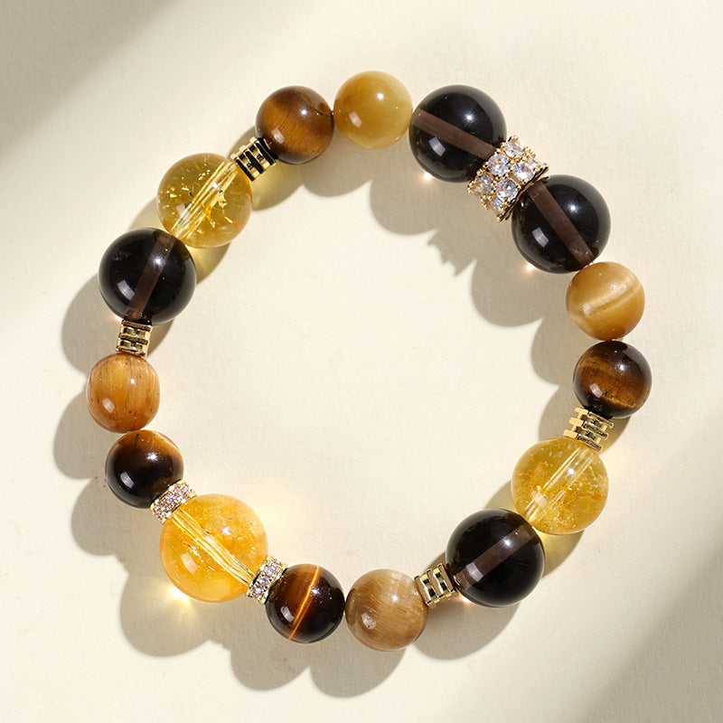 12MM Natural Yellow Tower Crystal String Beads Bracelet Female Citric & Tiger Eye Bracelet GIFT – Viral Trend | Wholesale Crystal Healing Jewelry
