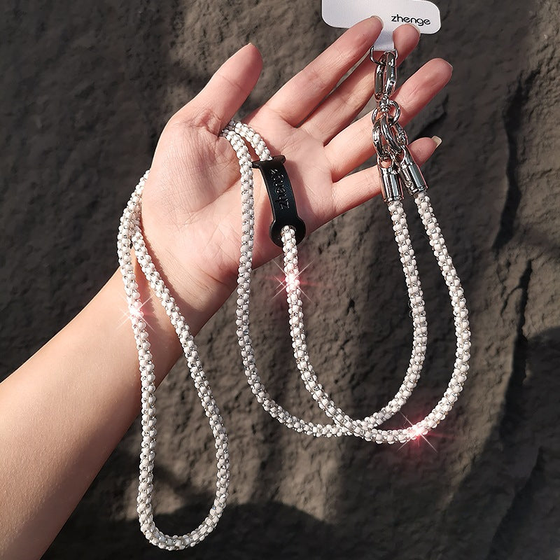Crossbody flash diamond mobile phone lanyard ins female Xiaoxiangfeng outdoor long travel advanced sense mobile phone chain bag lanyard