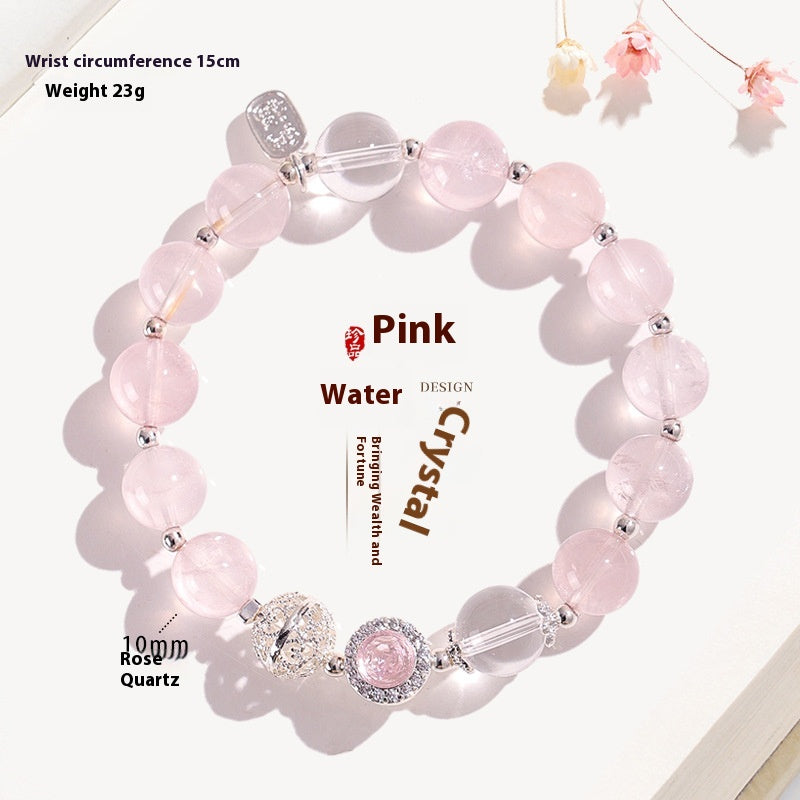 10mm Natural Rose Quartz stone of love Beaded Bracelets for Women – Cute INS Style Crystal Jewelry for Girls, Students & Best Friends