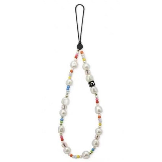Rainbow Pearl Phone Strap – Trendy INS Style Beaded Chain for Case, Bag & Key Accessories