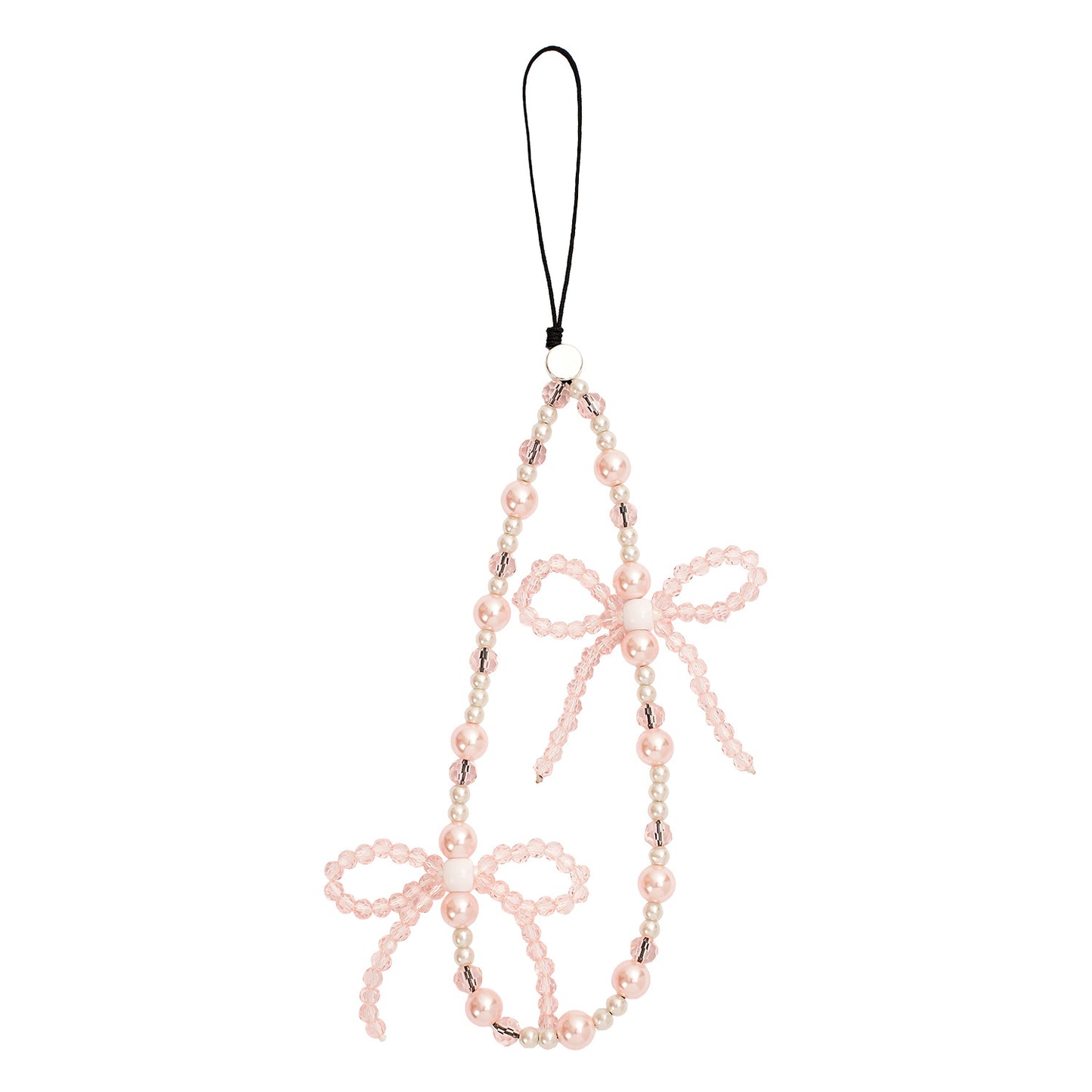 Luxury Pearl Beaded Crystal Phone Charm Strap – Cute Bow Design Wrist Lanyard for Girls – Aesthetic Phone Chain for Case, Earbuds, Wallet & Keys