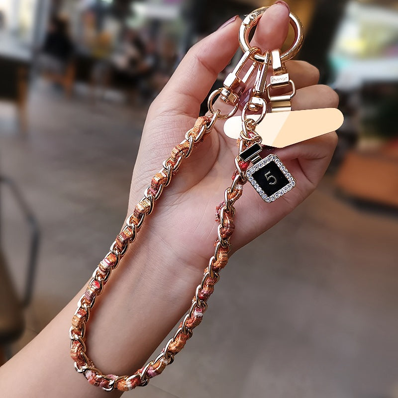 legant Chanel-inspired camellia phone strap with metal chain and charm/Long Crossbody Phone Strap / Lanyard for iPhone and Android Phone