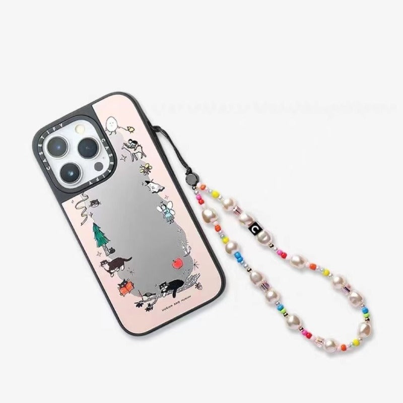 Rainbow Pearl Phone Strap – Trendy INS Style Beaded Chain for Case, Bag & Key Accessories
