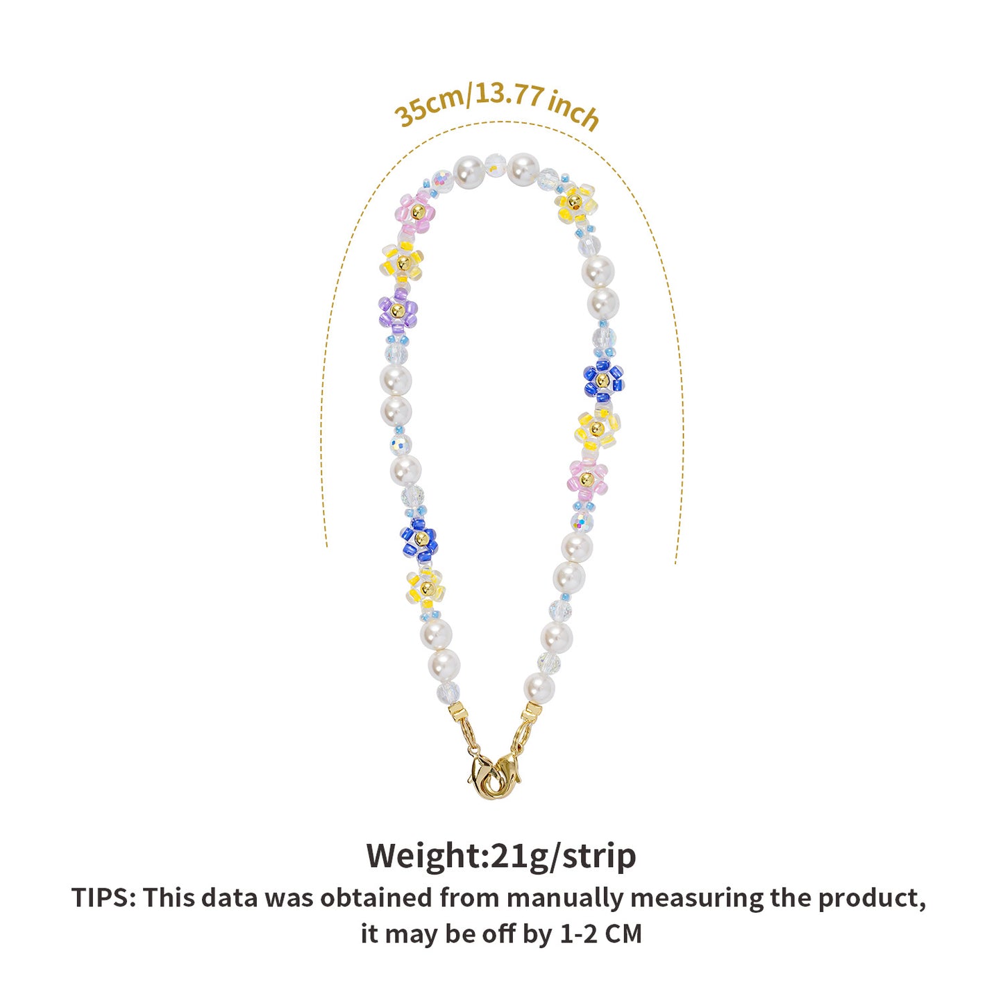 Summer Pearl Daisy Beaded Phone Strap – Short Wrist Lanyard with Elegant Floral Charms | Trendy Minimalist Phone Chain for Girls